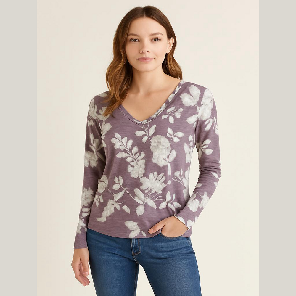 Sonoma Goods For Life Floral Henley Top Petite Medium